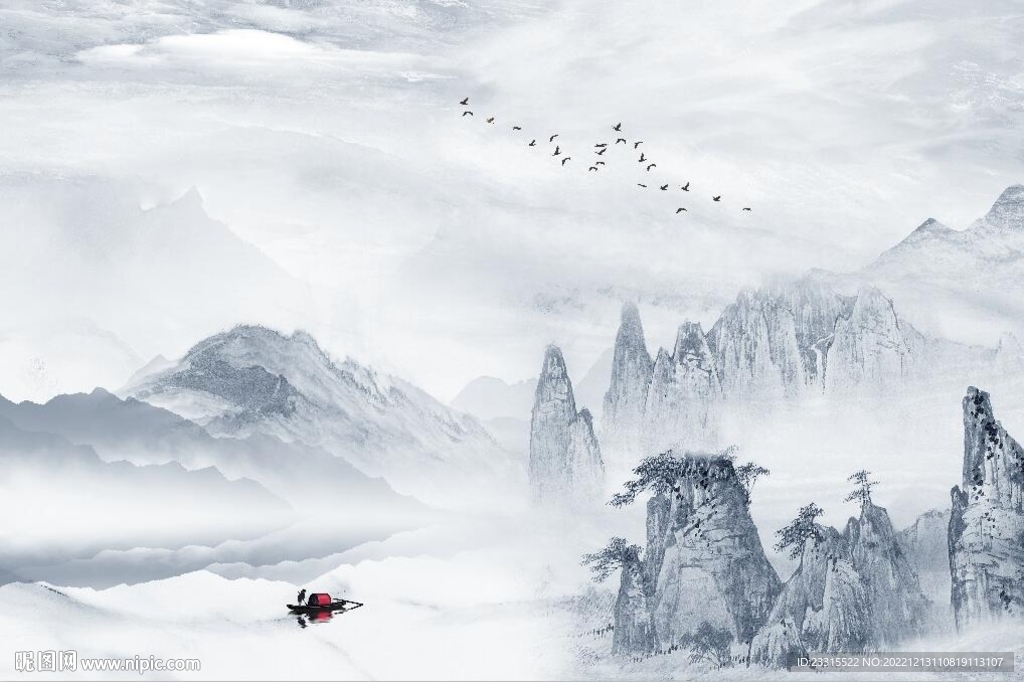 简约山水背景墙