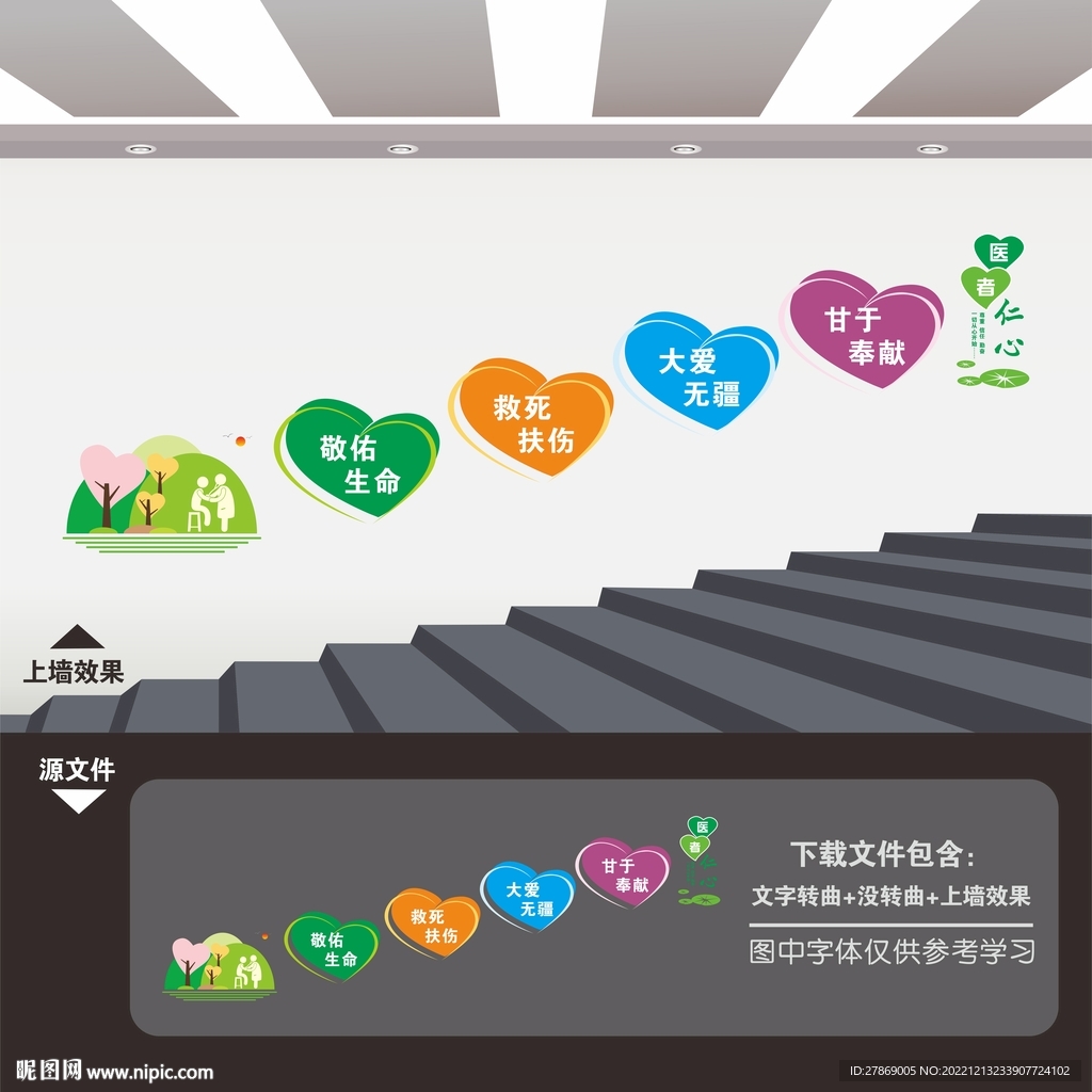 医院楼梯楼道展板海报标语文化墙