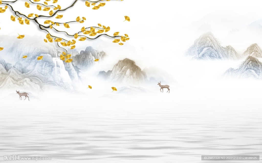 人气 爆款山水墙画 tif分层