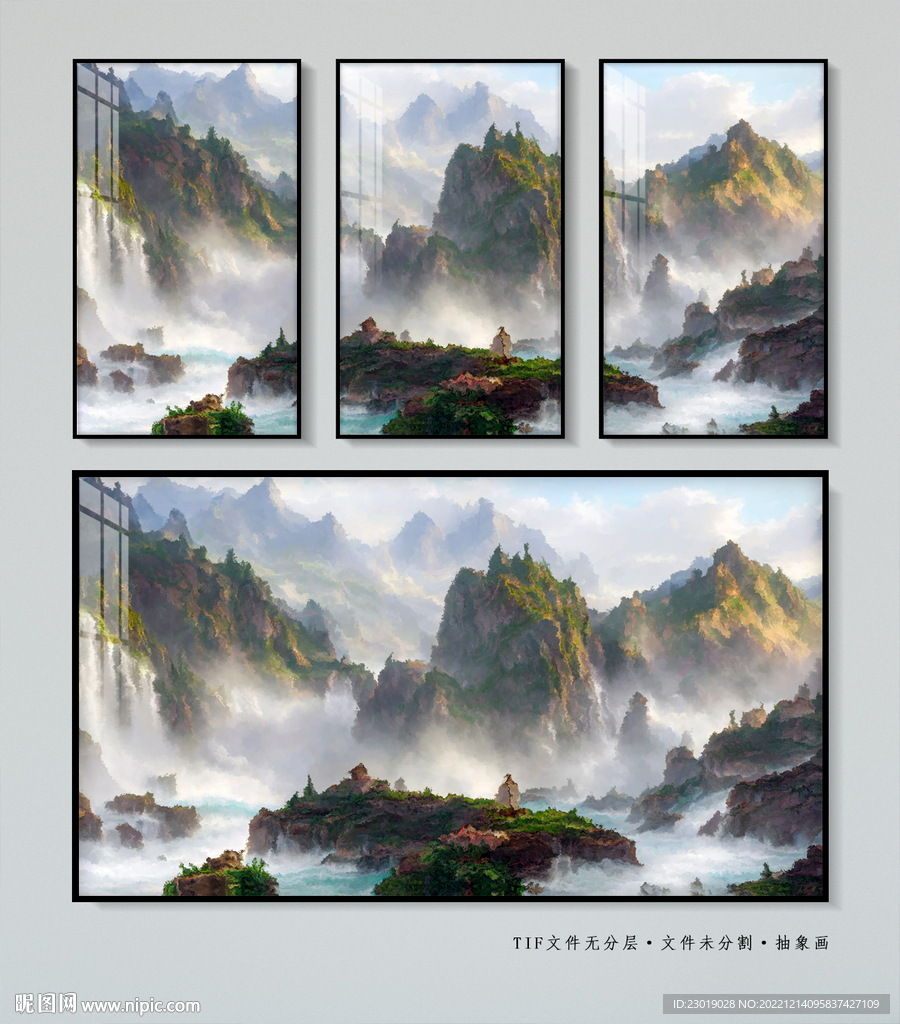 中式山石装饰画