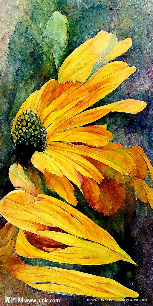 现代简约彩绘抽象向日葵装饰画