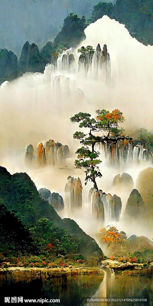 新中式抽象水墨风景山水装饰画