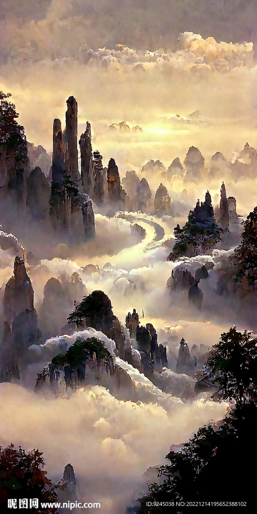 新中式抽象山水水墨风景装饰画