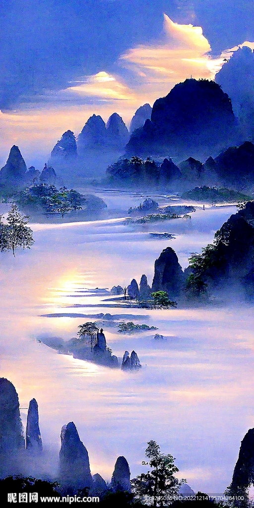 新中式抽象山水水墨风景装饰画