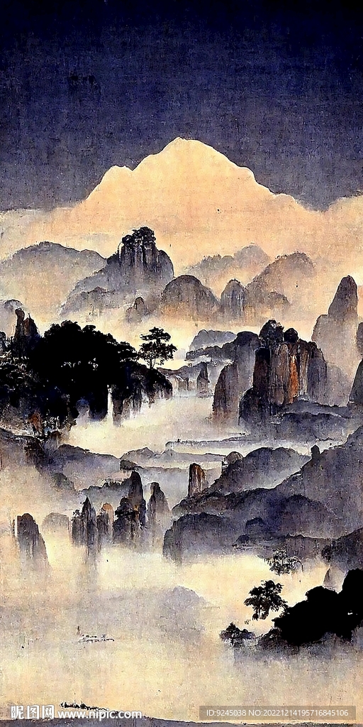 新中式抽象山水水墨风景装饰画