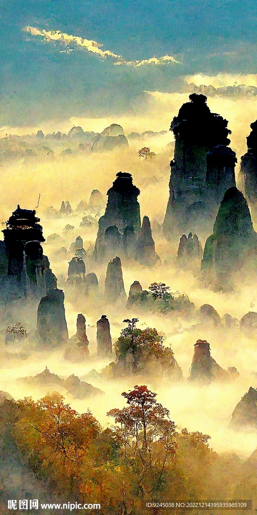 新中式简约抽象山水靠山装饰画