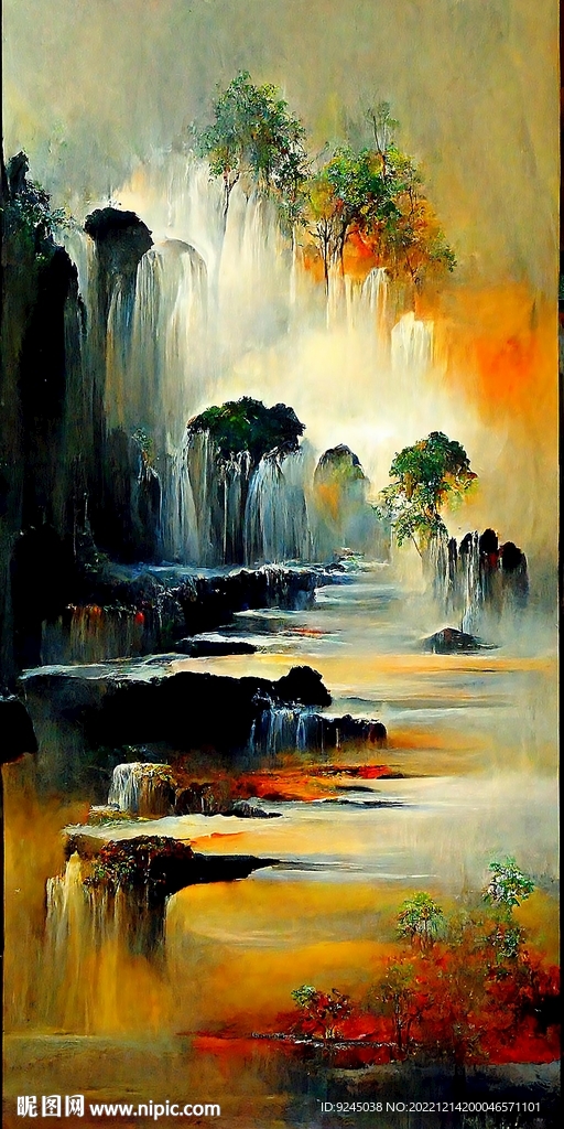 新中式简约抽象山水靠山装饰画