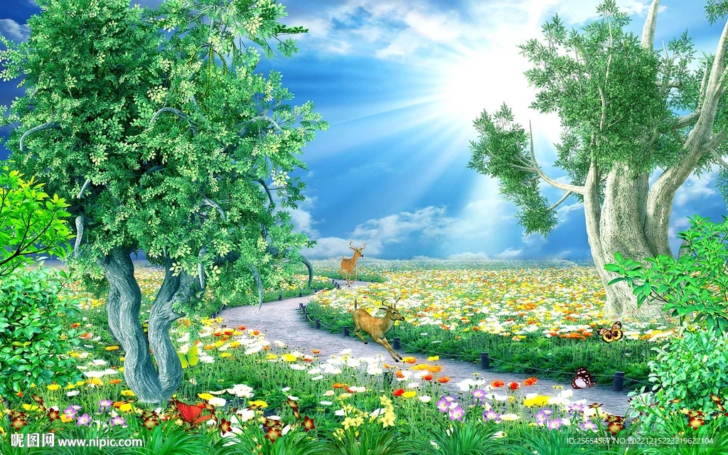 清新自然田园风格背景墙