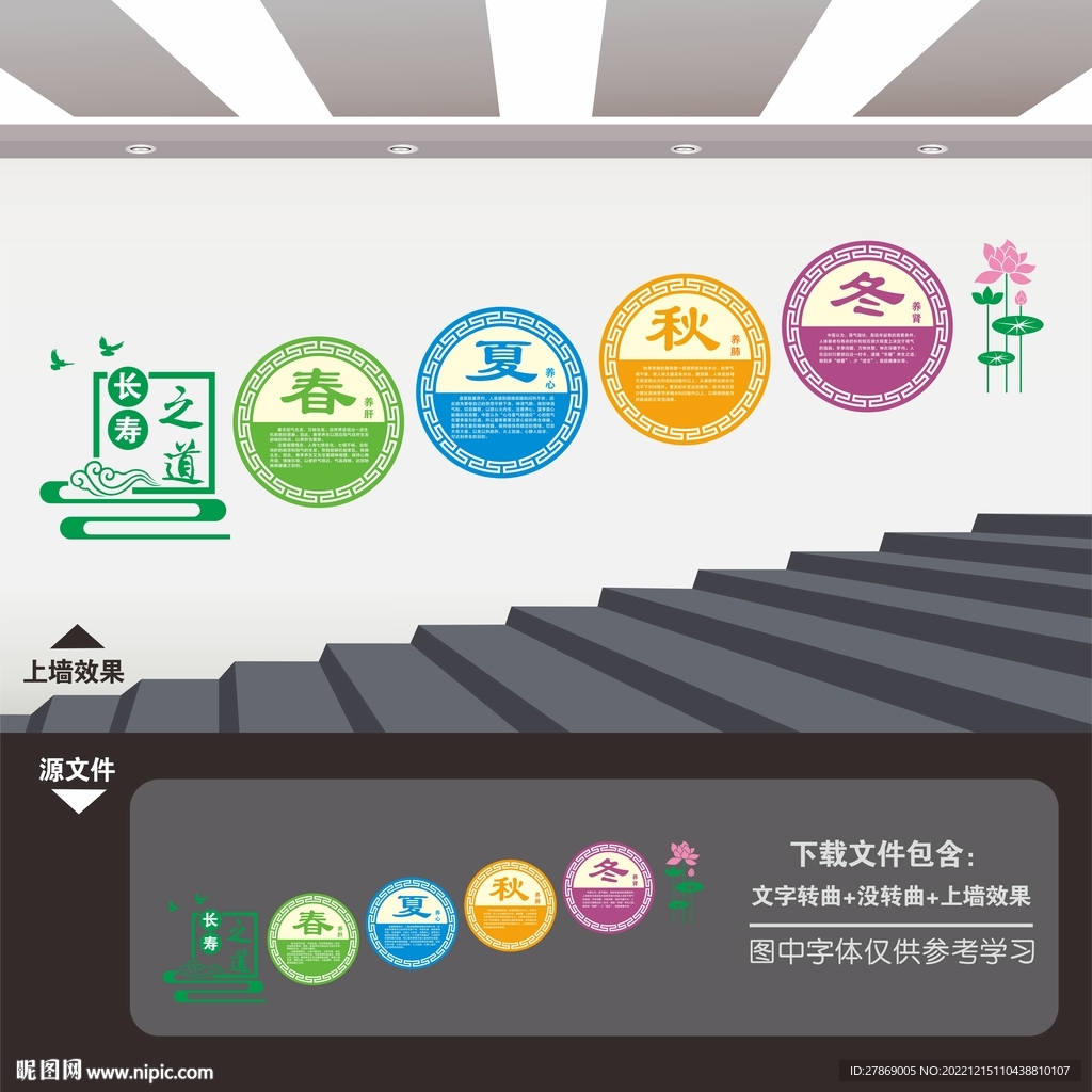 中医院养生身楼梯楼道文化墙