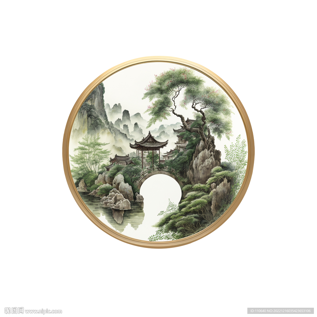圆形山水画