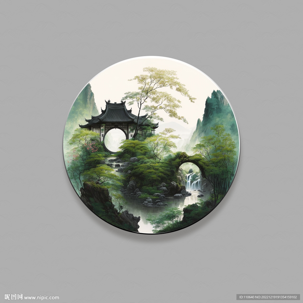 圆形山水画