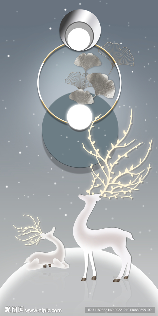 麋鹿玄关画