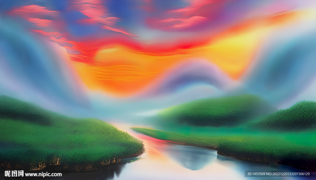 梦幻山水油画