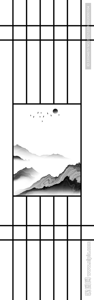 高清分层透明底推拉门打印图