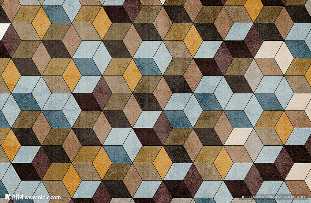 菱形立体色块地毯图案