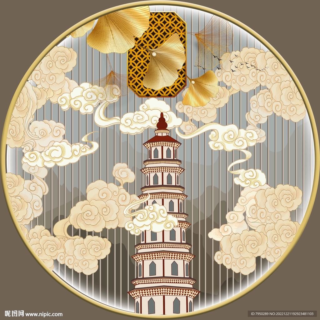 轻奢肌理山水玄关客厅圆框装饰画