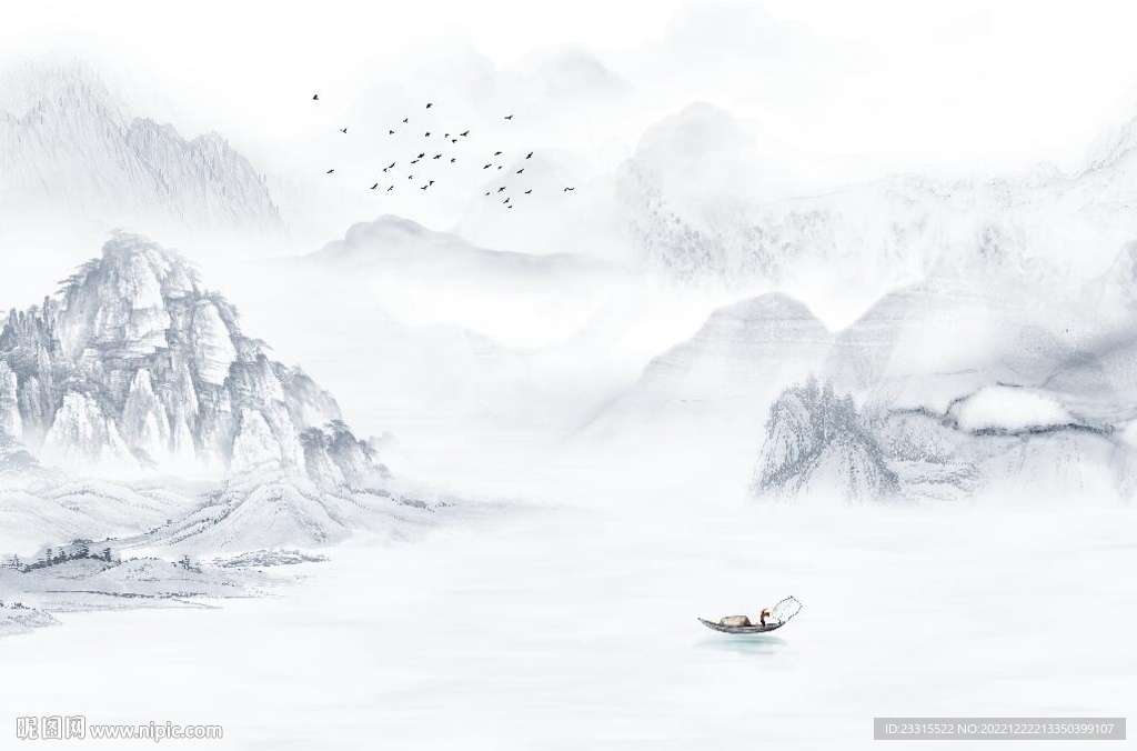 简约山水背景墙