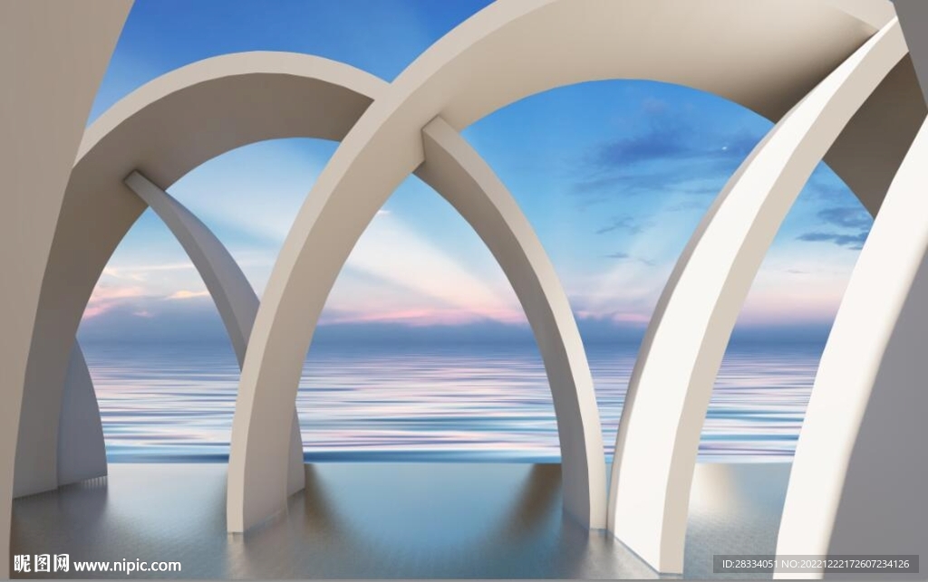 3D抽象建筑背景墙壁画