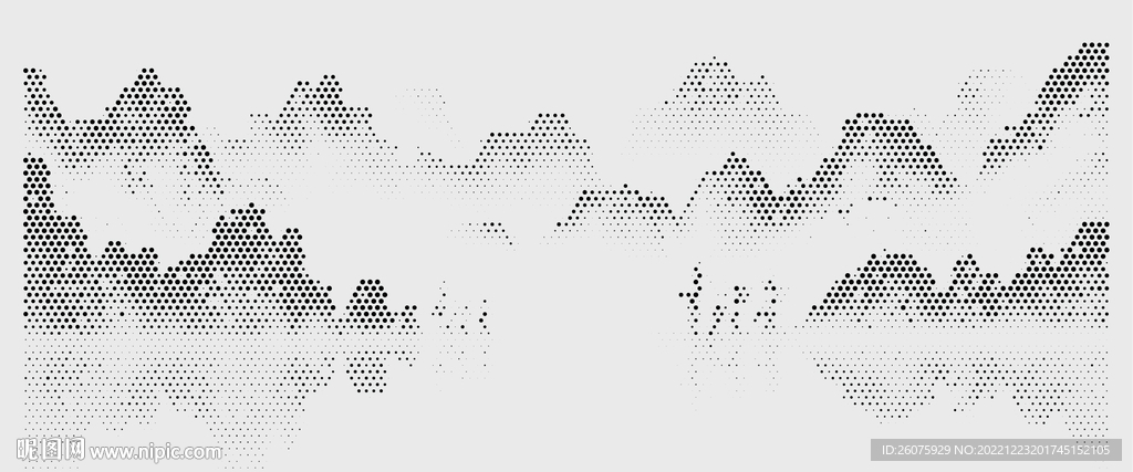 大幅激光镂空圆点新中式山水