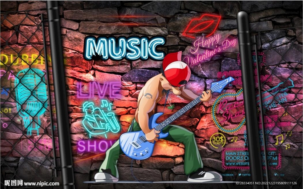 复古怀旧MUSIC背景墙壁画