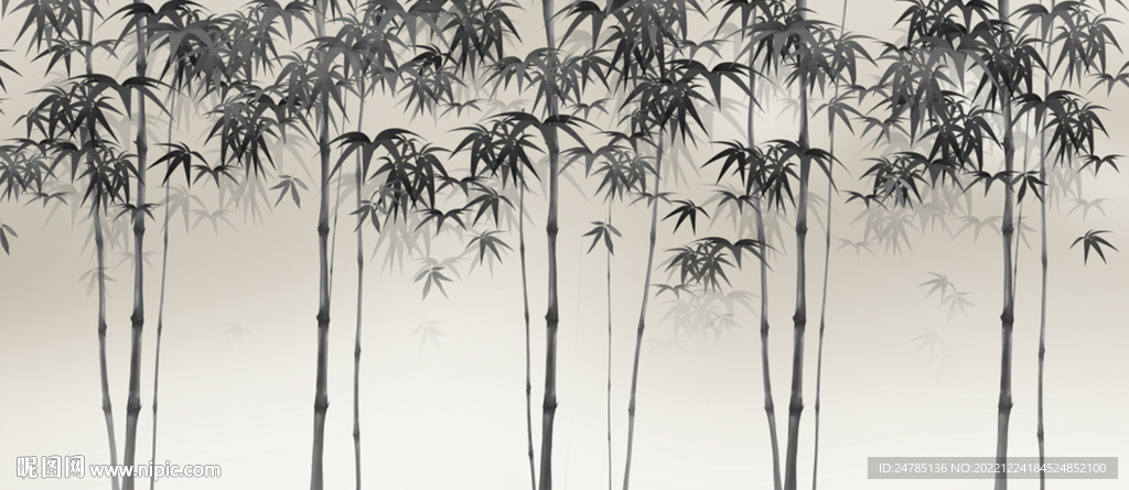 水墨竹子背景墙