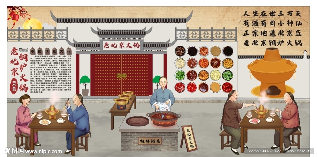 老北京火锅背景墙