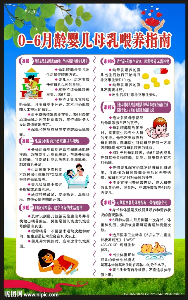 0-6月龄婴儿母乳喂养指南海报