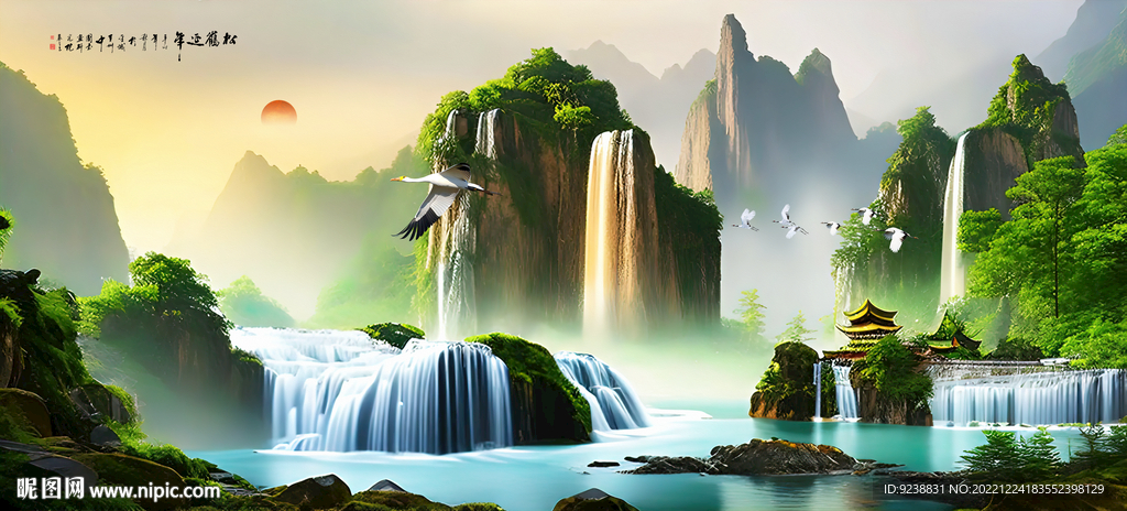 山水仙境背景墙