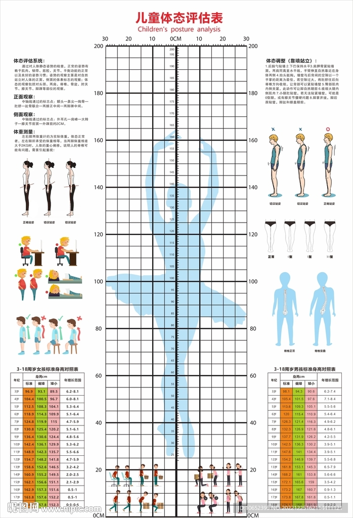 儿童体态评估对照表