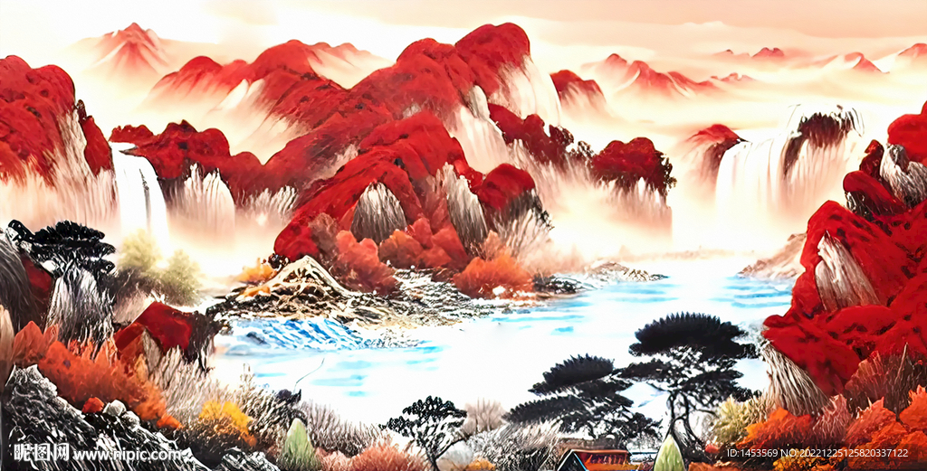 国画山水聚宝盆