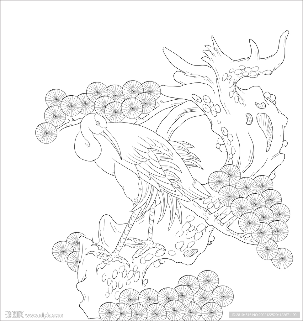 松树仙鹤 