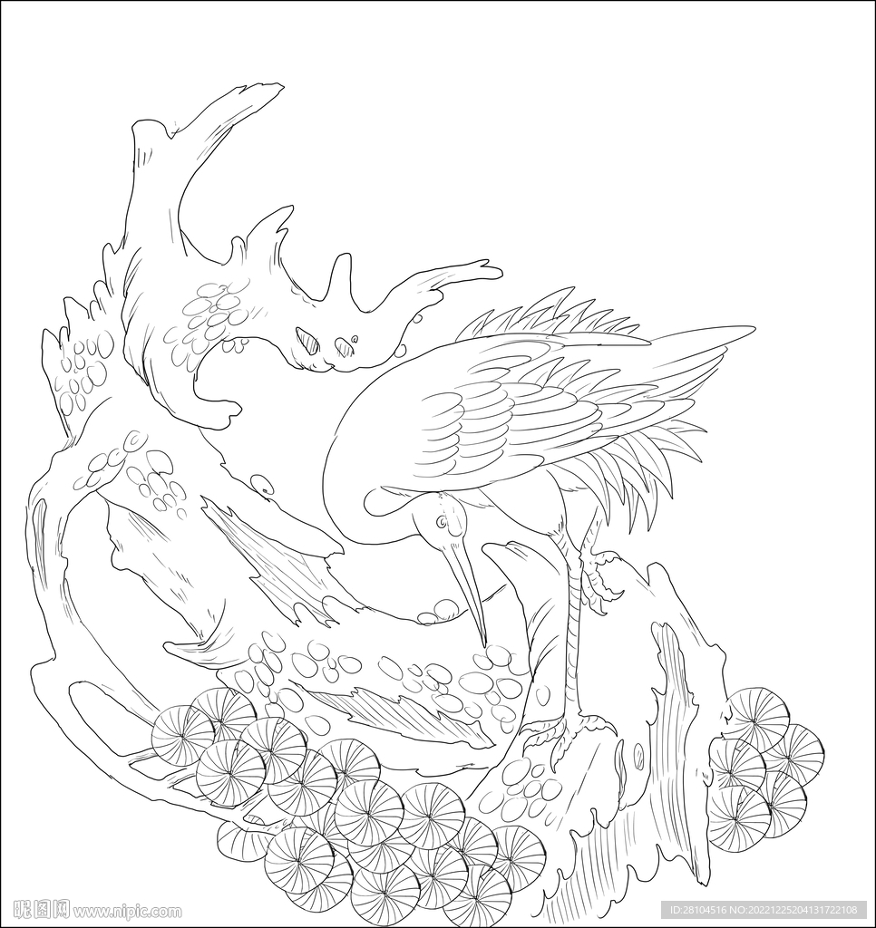 松树仙鹤 