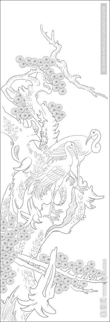 松树仙鹤 