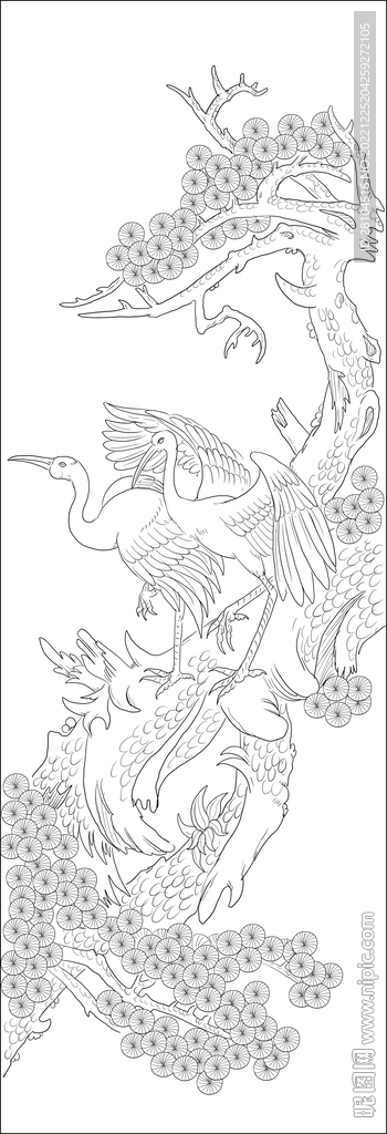 松树仙鹤 