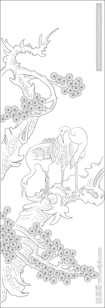 松树仙鹤 