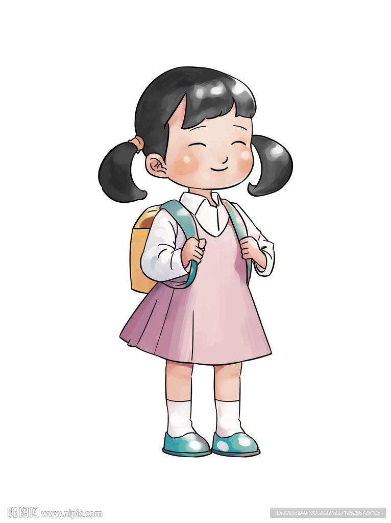 小女孩教材插画素材