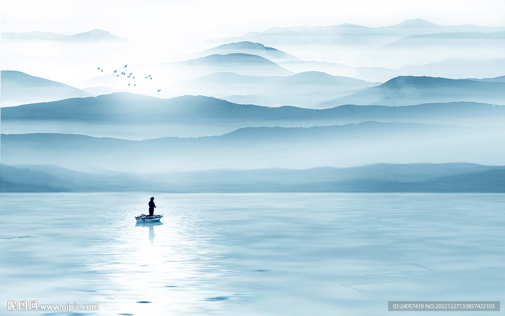 中国风水墨意境山水风景背景