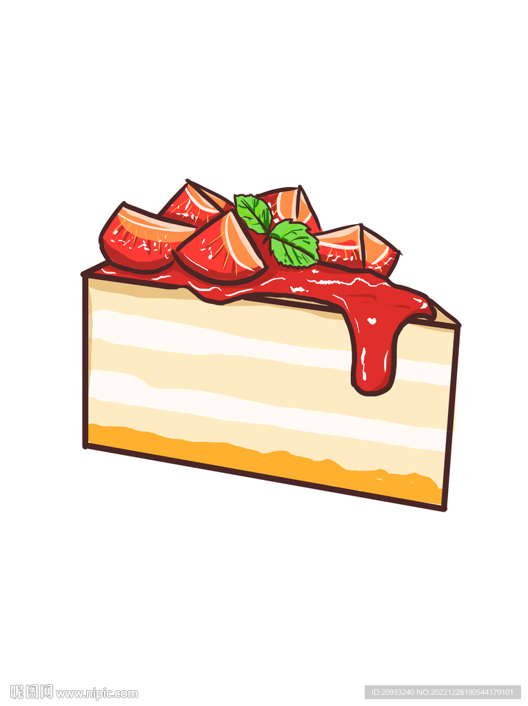 手绘动漫卡通可爱草莓小蛋糕