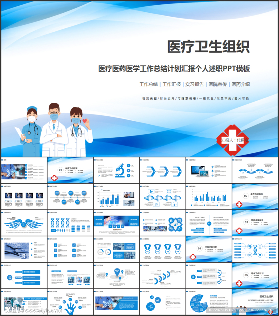 医疗团队医生工作总结PPT