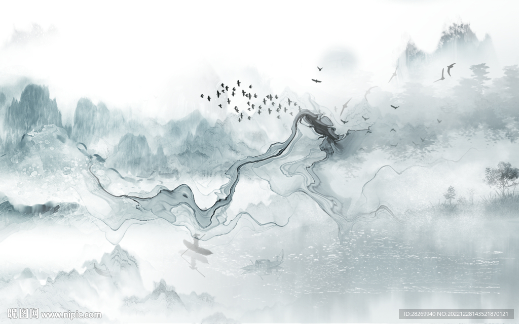 水墨山