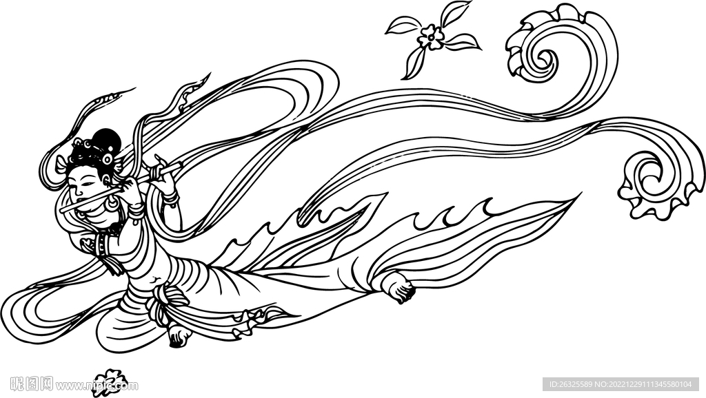 敦煌飞天人物线稿