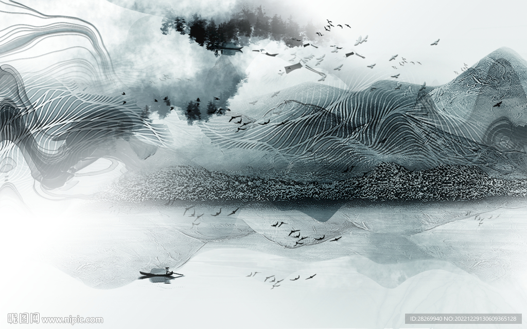 水墨山