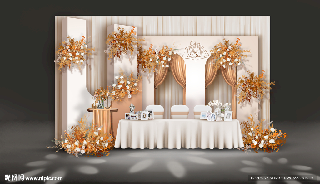 橙色婚礼签到区