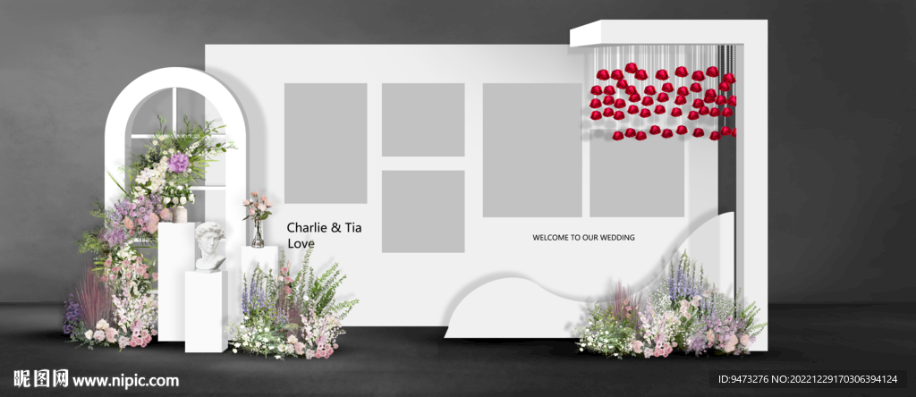 白色婚礼照片展示区