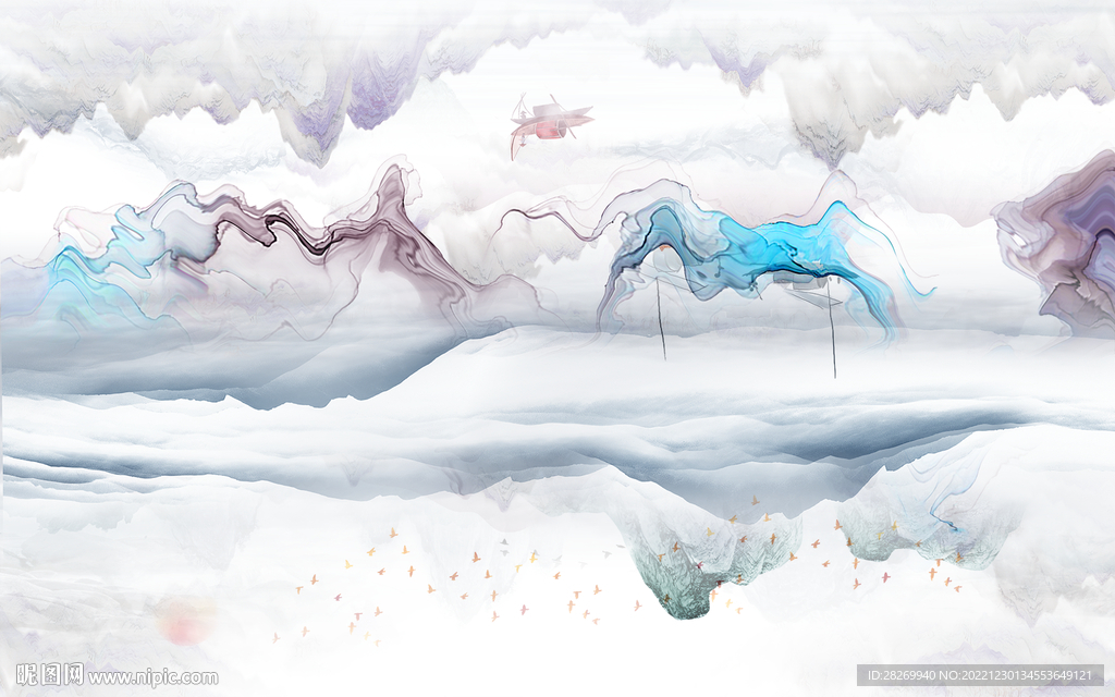 黑白山水画 