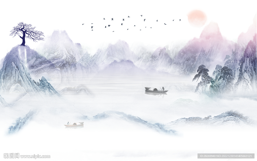 山水背景 