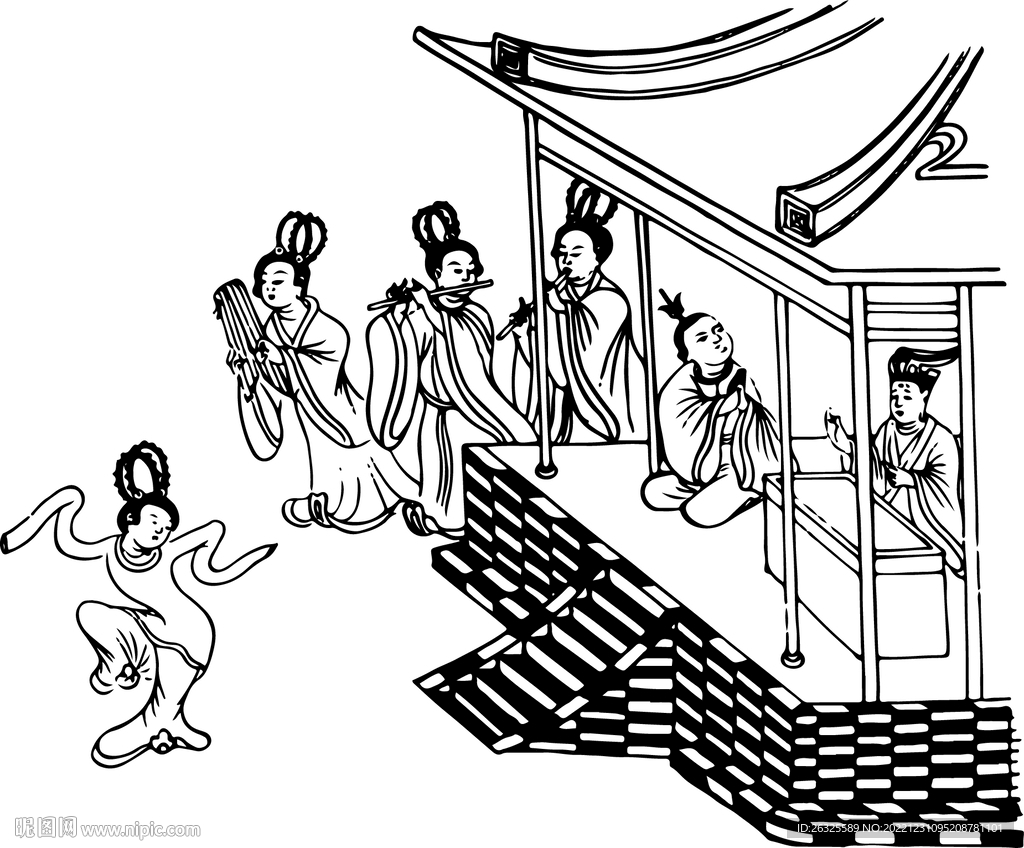 饮乐宴会群像线稿