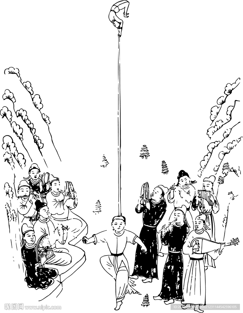 杂耍班子踩高跷