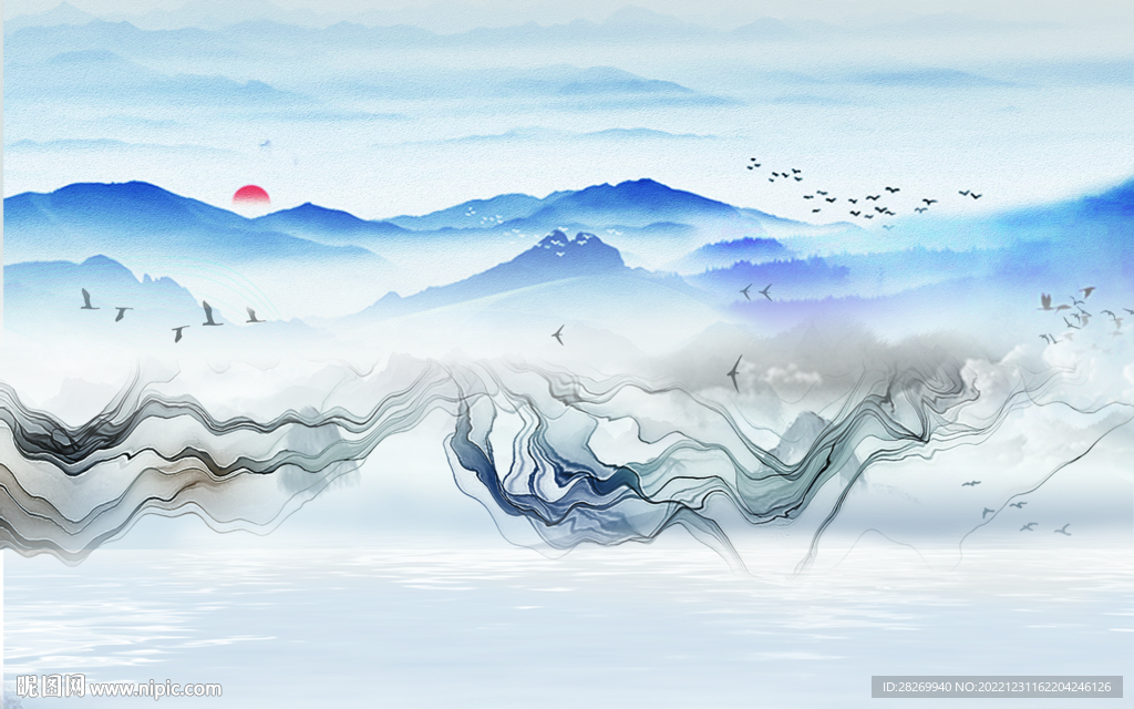 水墨山