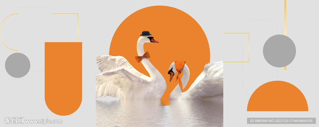 轻奢装饰画 天鹅图片